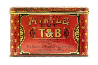 Vintage1910s " T & B " Litho Hinged 1lb Cut Plug Tobacco Tin In