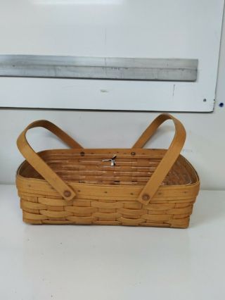 Longaberger Small Gathering Basket With Two Swing Handles And Plastic Protector
