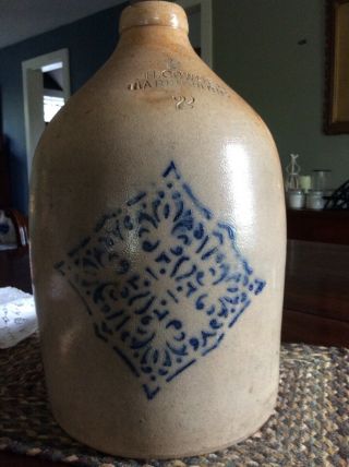 Antique Stoneware Jug H.  Cowden 2 Gallon