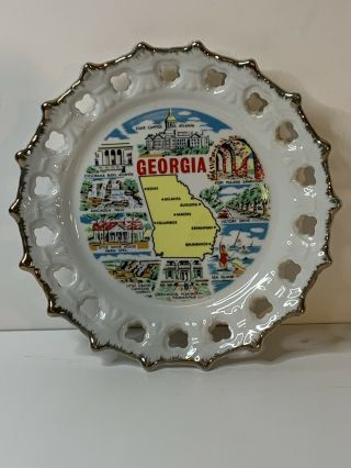 State Of Georgia Decorative Collector Plate With Places Of Interest