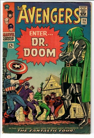 Avengers (1963) 25 Ff Cameo Doctor Doom Kirby Cover Don Heck Art Stan Lee Vg