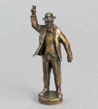 Vintage Bronze Miniature Winston Churchill Figure Pipe Tamper Sculpture Ww2