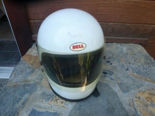 Vintage 1975 White Bell Star Ii Size 7 1/4 Racing Motorcycle Snowmobile Helmet