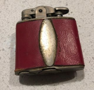 Vintage Red Leather Wrapped Ronson De - Lite Lighter