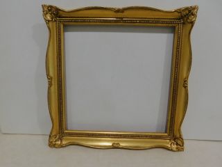 Vtg Wood Wooden Picture Frame,  Antique Gold Gesso,  Holds 8 " X 8 " Photo,  10x10