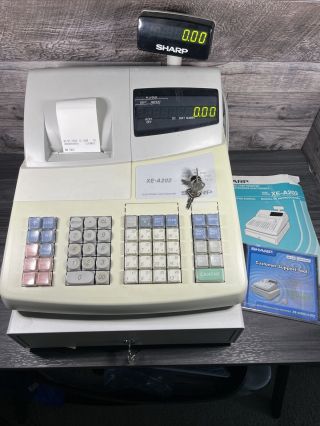 Vintage Sharp Xe - A202 High Speed Cash Register W/ Keys Great