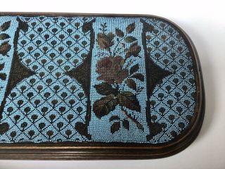 Antique Victorian Beadwork Trivet/Teapot Stand Beaded Embroidery Hot Dish Stand 3
