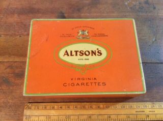 Empty Alston’s Cigarettes Tobacco Tin J Marsh And Sons Australian