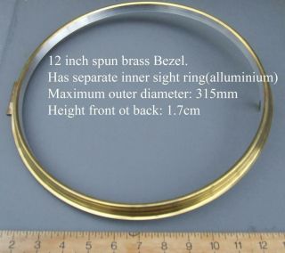 12 In Clock Bezel,  Brass For American & Spring Dial Clocks With Glass