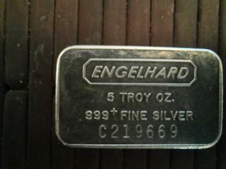 Vintage Old Engelhard 5 Oz 999 Fine Silver Bar - 69 Serial Number Lol