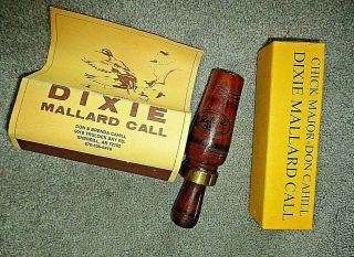 Vintage Chick Major Don Cahill Wooden Dixie Mallard Duck Call Brass Band Papers