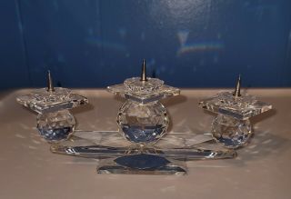 Swarovski Crystal Triple Tier Pin Spike Style Candle Holder 3 Candles 7600