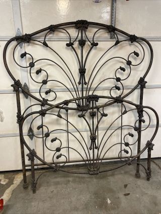 Corsican Full Size Iron Bed With Side Rails And Frame.