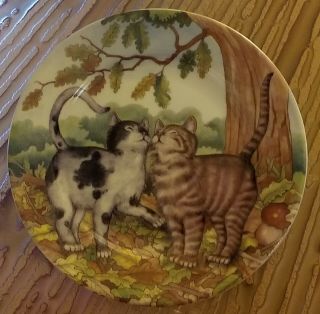 Email De Limoges Hand Decorated Collector Decorative Cat Plate L Marino Godinger