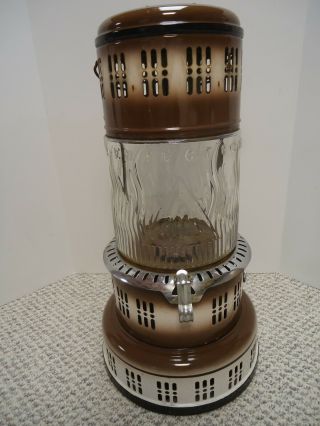 Vintage Perfection 750 Brown & White Glass Globe Kerosene Heater Exceptional.
