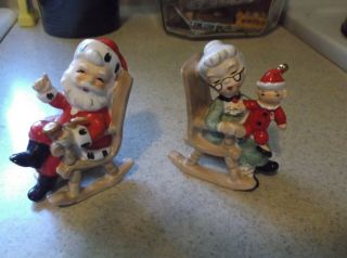 Lefton Santa And Mrs Claus In Rocking Chairs Salt And Pepper Shaker Set -