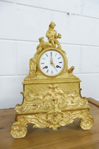 Antique French Bronze Clock Antique Gilt Bronze Mantel Clock 1860