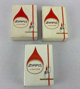 3 - Vintage Zippo Lighter “red Stripe Flip Top” Boxes In