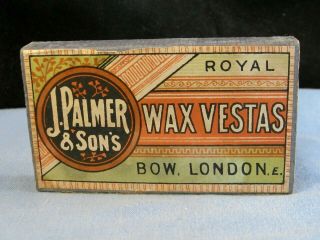 Antique Match Box Matchbox J Palmer & Sons Royal Wax Vestas Vintage