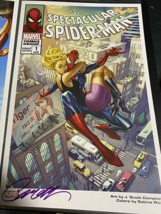 J Scott Campbell Spect Spider - Man Gwen Stacy Marvel Sdcc 11x17 Art Print Signed