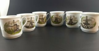 Vintage Dutch Demitasse Cups Set Of 6 Schwarzenhammer Windmill Scene