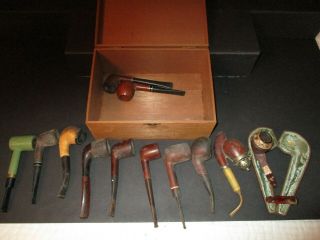 Vintage/wooden/cigar/box/with (vintage/12/tobacco/pipes) Very/old/condition