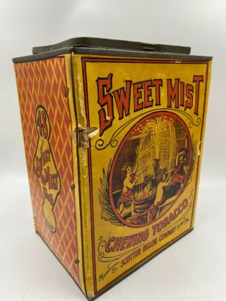 Vintage Sweet Mist Chewing Tobacco Scotten Dillon Company Metal Tin Container