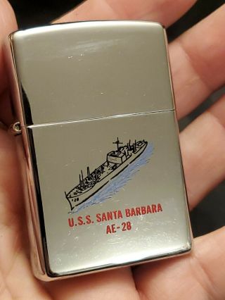 Vintage 1997 Advertising Zippo Lighter U.  S.  S Santa Barbara Ae - 28