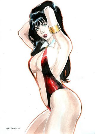 Vampirella Color Sexy Pinup Art - Comic Page By Marc Holanda