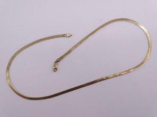 Vintage 14k Solid Yellow Gold Herringbone Necklace Chain 18 " Long 5.  9 Grams