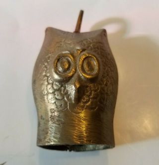 Vintage Brass Owl Bell 3.  5 " Tall