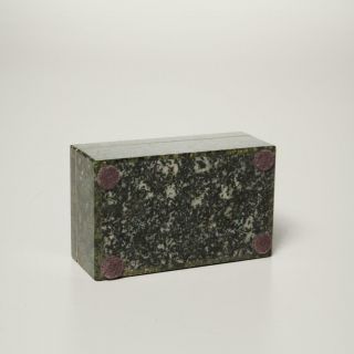 Green Granite Hinged Trinket Box With Silver Mounts