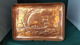 Newlyn School Arts And Crafts Copper Tray / Calling Card Tray / Display Piece