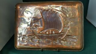 Newlyn School Arts and Crafts copper tray / calling card tray / display piece 3