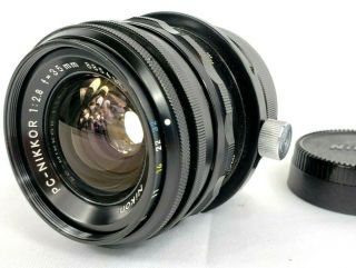 Vintage Nikon Pc Nikkor 35mm F/2.  8 Perspective Shift Mechanism Camera Lens,  Case
