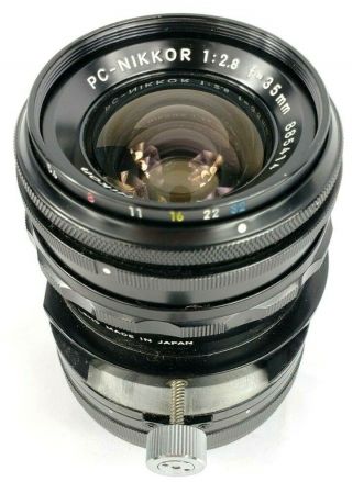 Vintage Nikon PC Nikkor 35mm f/2.  8 Perspective Shift Mechanism Camera Lens,  Case 4