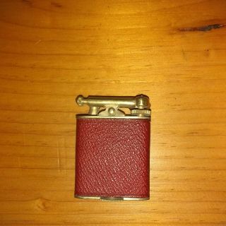 Vintage Clark 18kt Gold Electro Plate Red Leather Wrapped Lighter