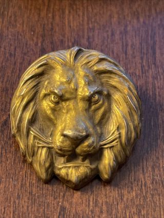 Antique Victorian Old Brooch Pin Large Gold Filled Lion Head Old C Clasp