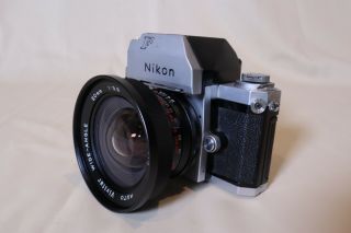 Nikon F VINTAGE 35mm FILM Camera,  Vivitar Wide Angle Lens 1:3.  8 20mm BUNDLE 4