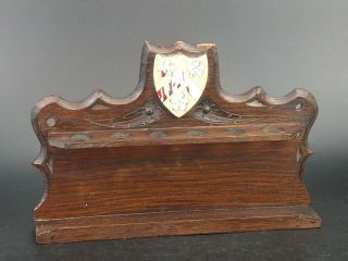 Carved Wood Pipe Holder With Coat Of Arm By A.  W Crisp & Co Cambridge Wall