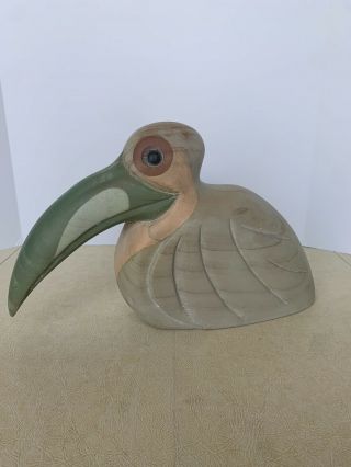 Vintage 9” Wooden Tucan Bird Hand Carved Made In Costa Rica Tropical