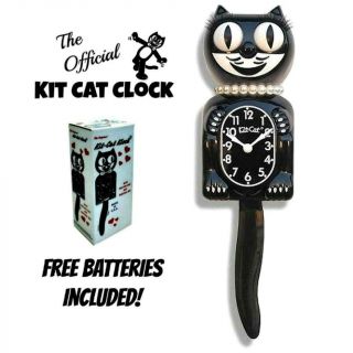 Classic Lady Kit Cat Clock 15.  5 " Black Kit - Cat Klock Battery Usa Made