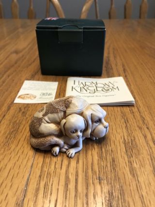Harmony Kingdom Friends Treasure Jests Dog Trinket Box Figurine 2004 Boxed
