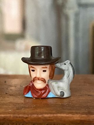 Vintage Artisan Miniature Dollhouse Carol Pongracic Porcelain Cowboy Horse Mug