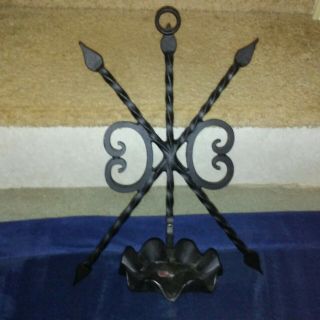 Large Vintage Gothic Twisted Wrought Iron Candle Holder Wall Sconce