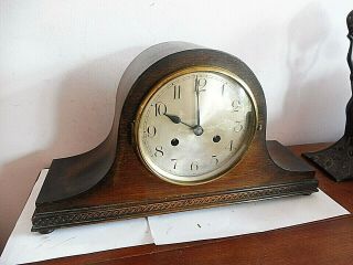 Vintage Napoleon Hat Shaped German Haller Wooden Cased Mantle Clock Gwo