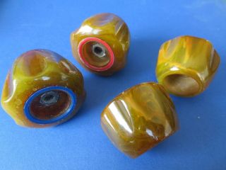 Vtg Marbled Phenolic Catalin Art Deco Tap / Faucet Handles Faturan Beads Amber