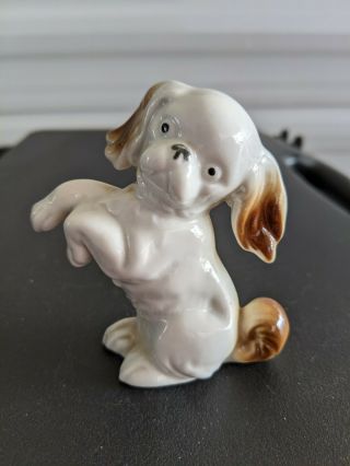 Vintage Small Porcelain Ceramic White Dog Figurine