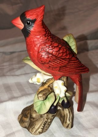Vtg John James Audubon Red Cardinal Porcelain Figurine 1986