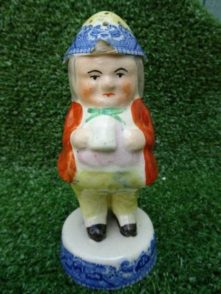 Early 19thc Staffordshire Toby Figure,  " Blue Willow " Pepper Pot C1820s